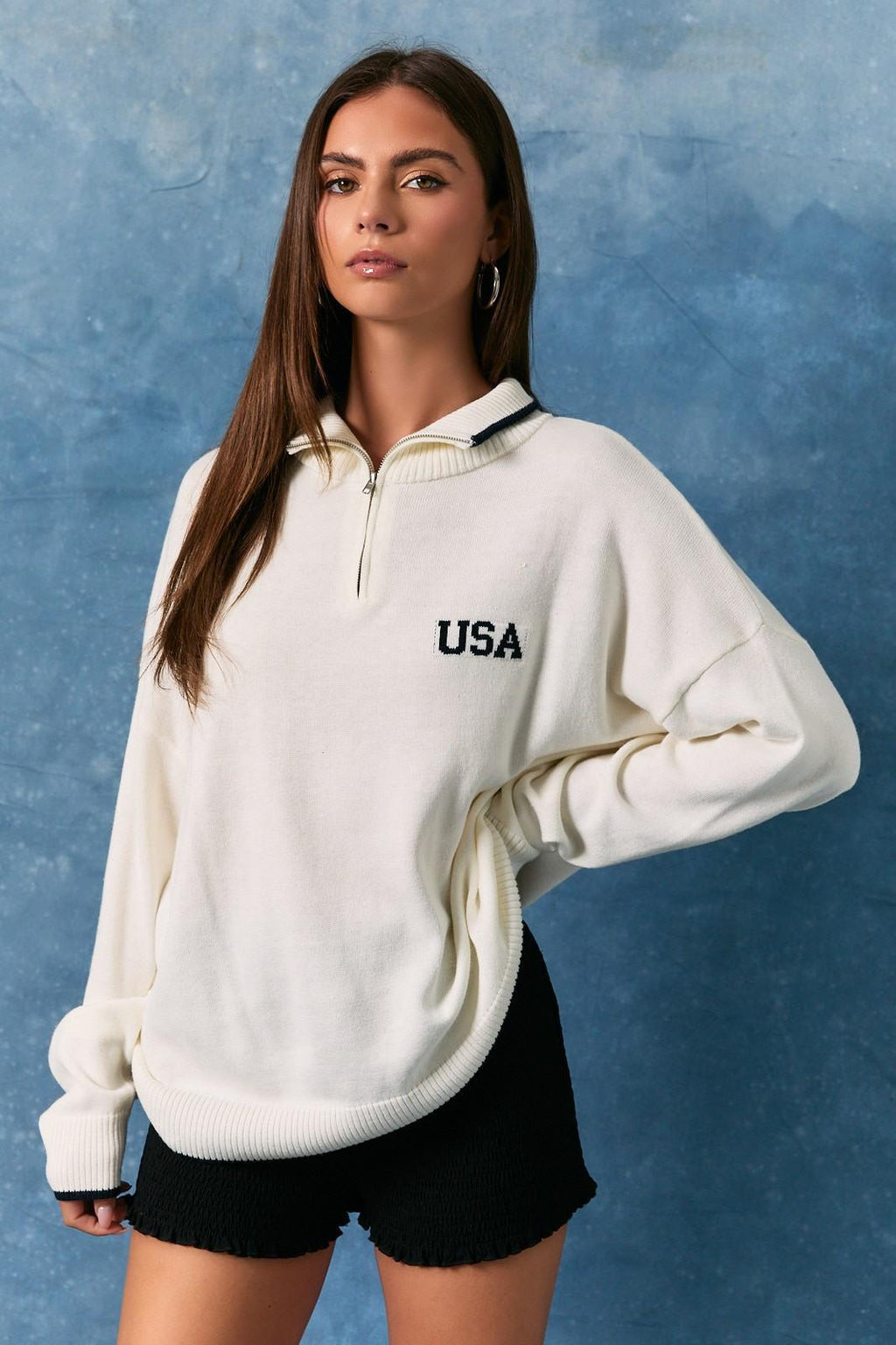 Collared USA Flag Sweater