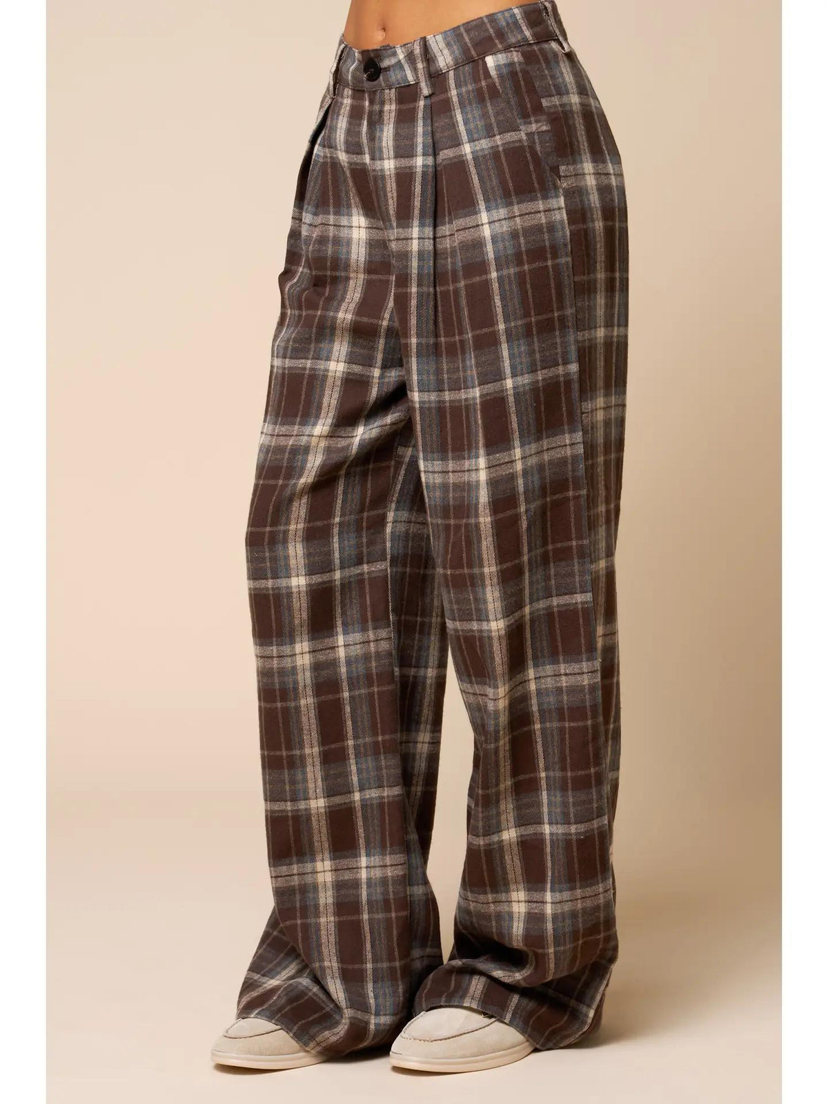 Wide Leg Plaid Pants