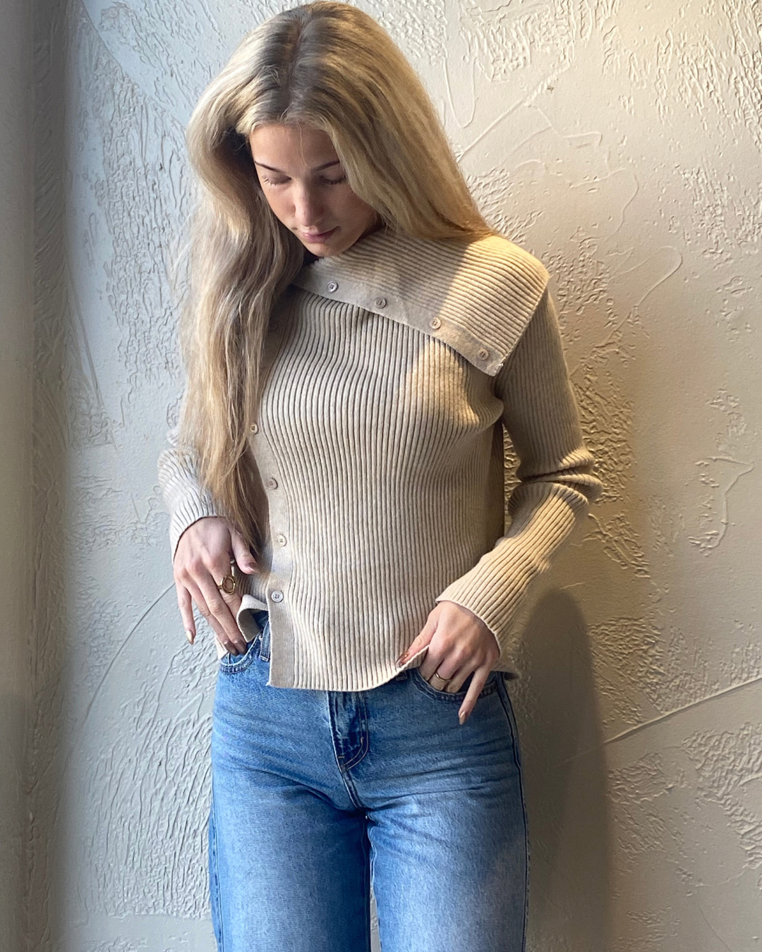 Asymmetric Button Sweater