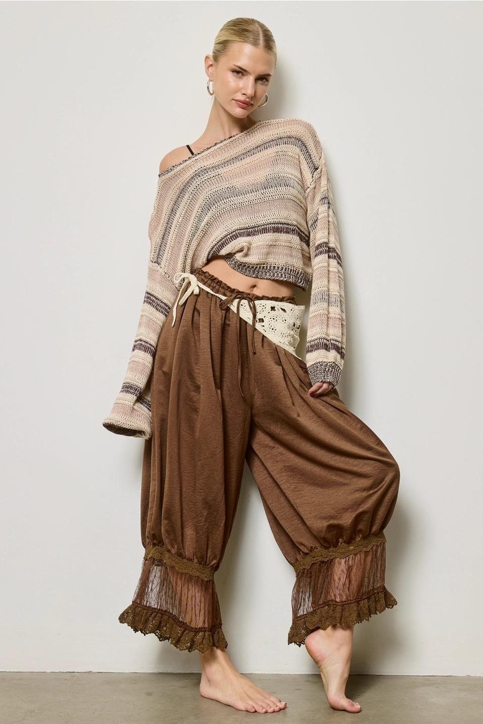 Lace Trim Bloomer Pants