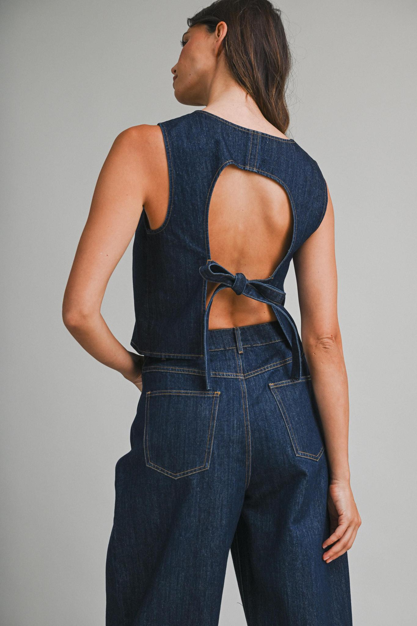 Denim Tie Top