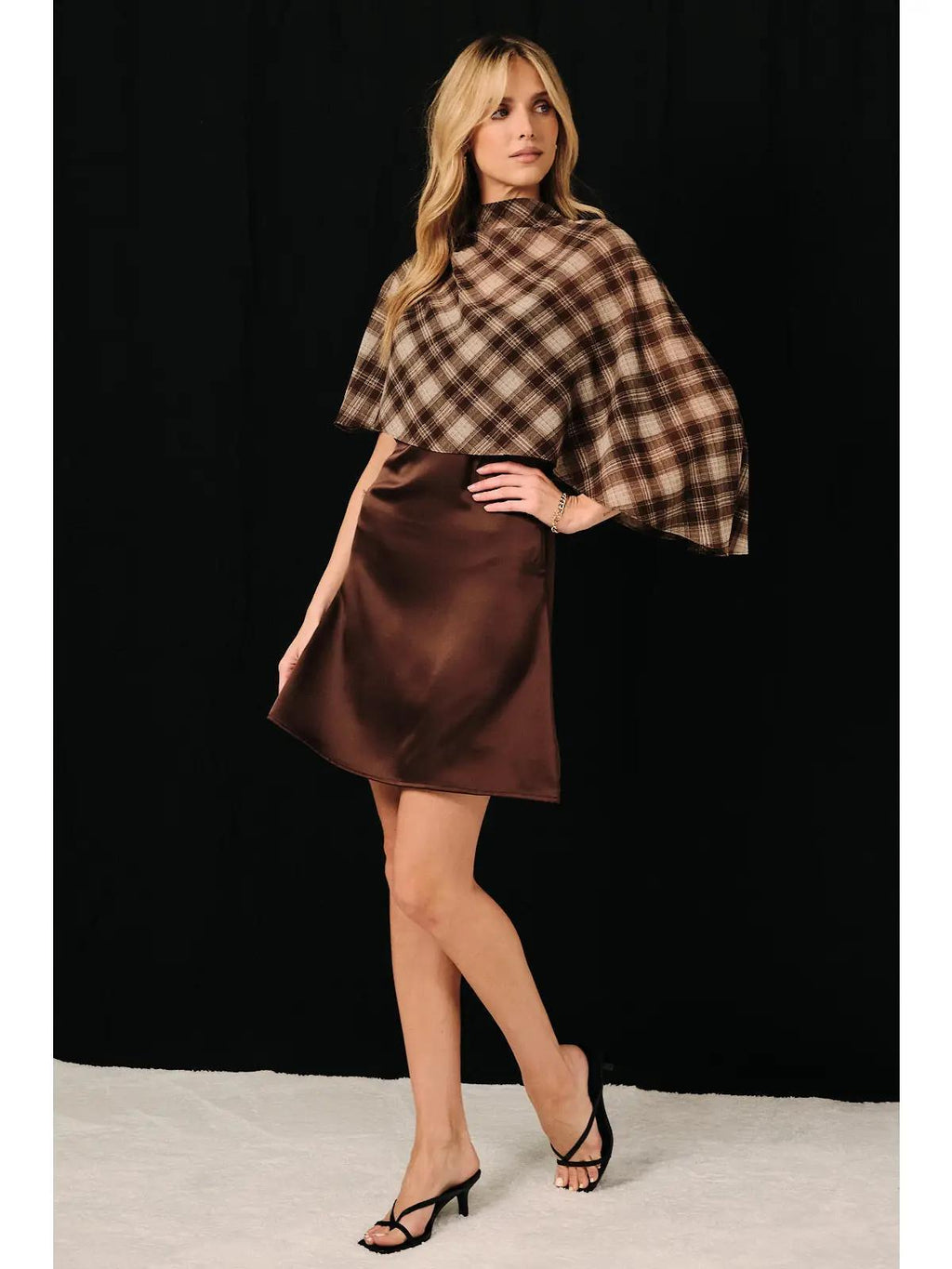 Plaid Cape Mini Dress