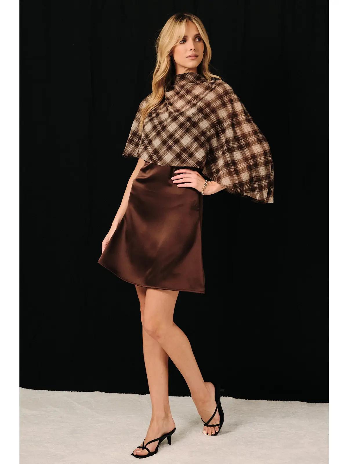 Plaid Cape Mini Dress