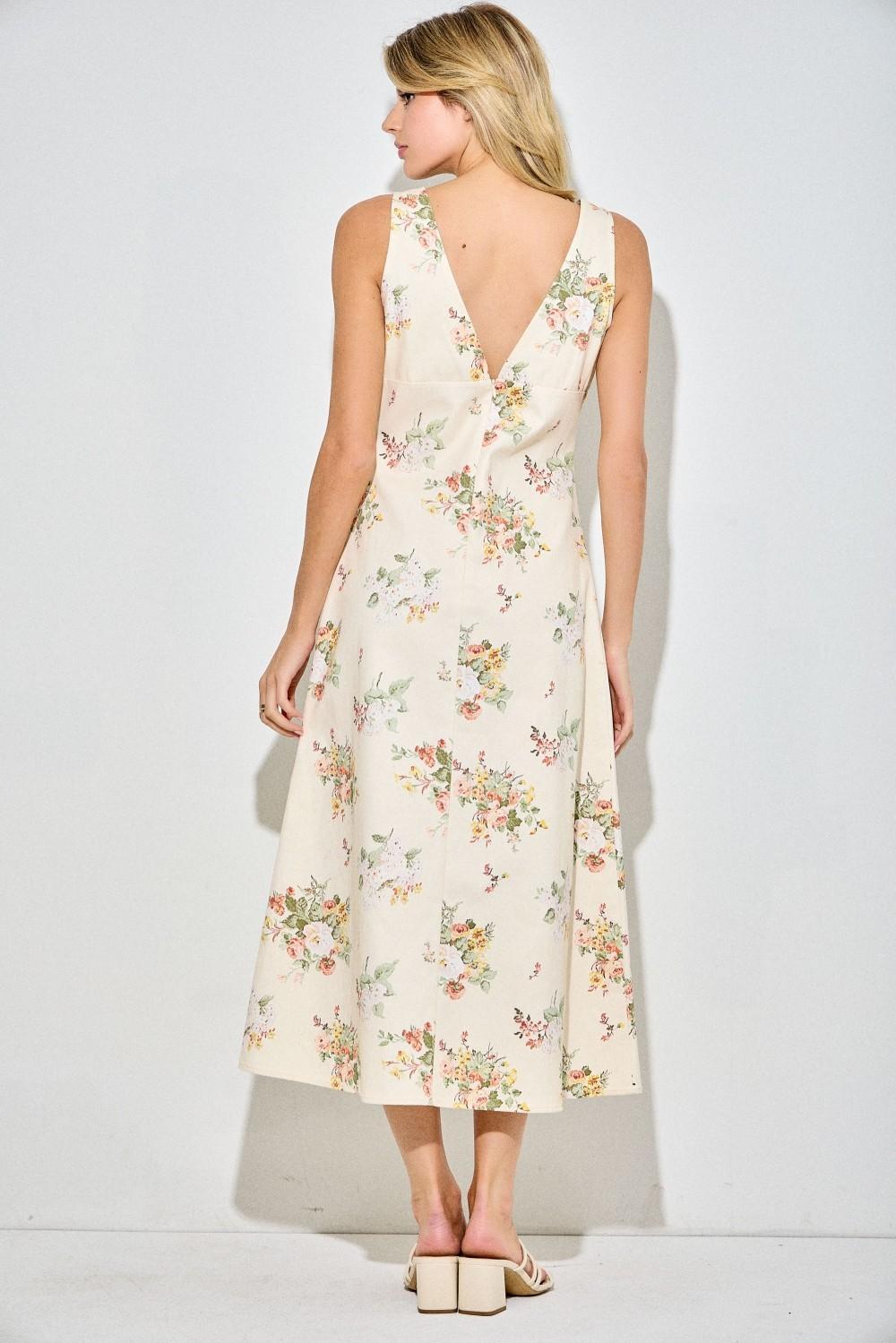 Floral V-Neck Midi Dress