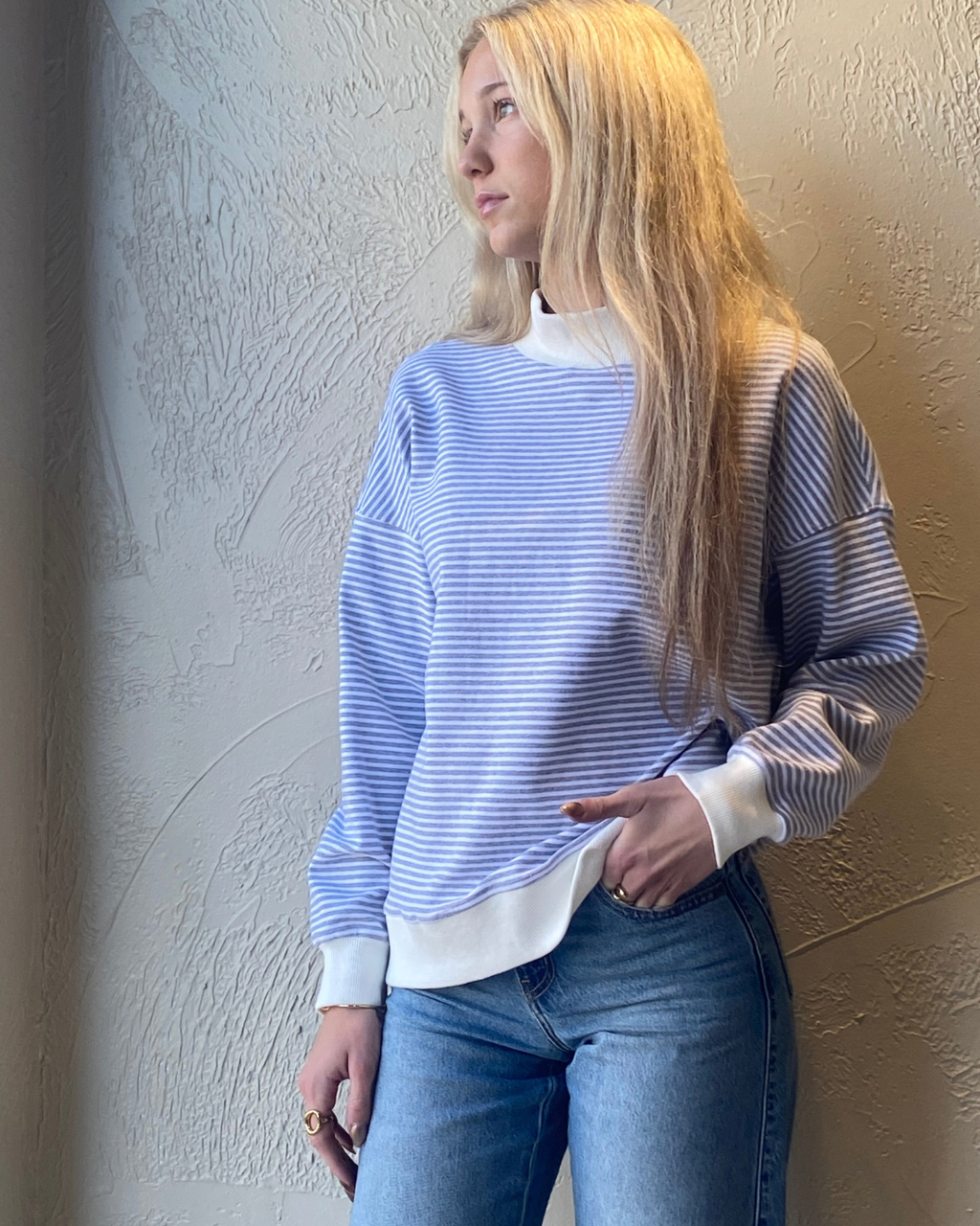 Striped Mock Neck