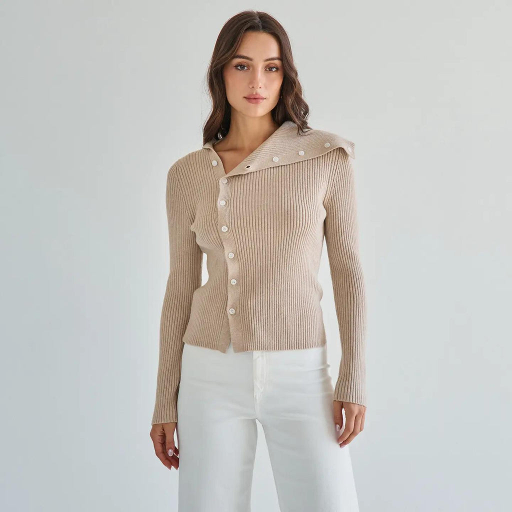 Asymmetric Button Sweater