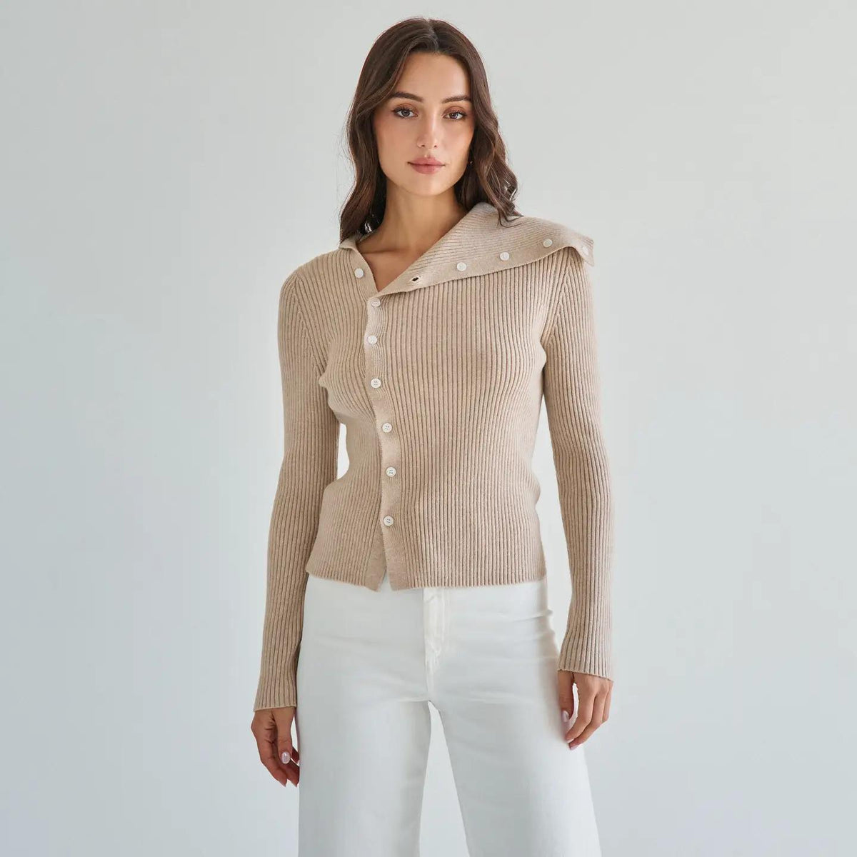 Asymmetric Button Sweater