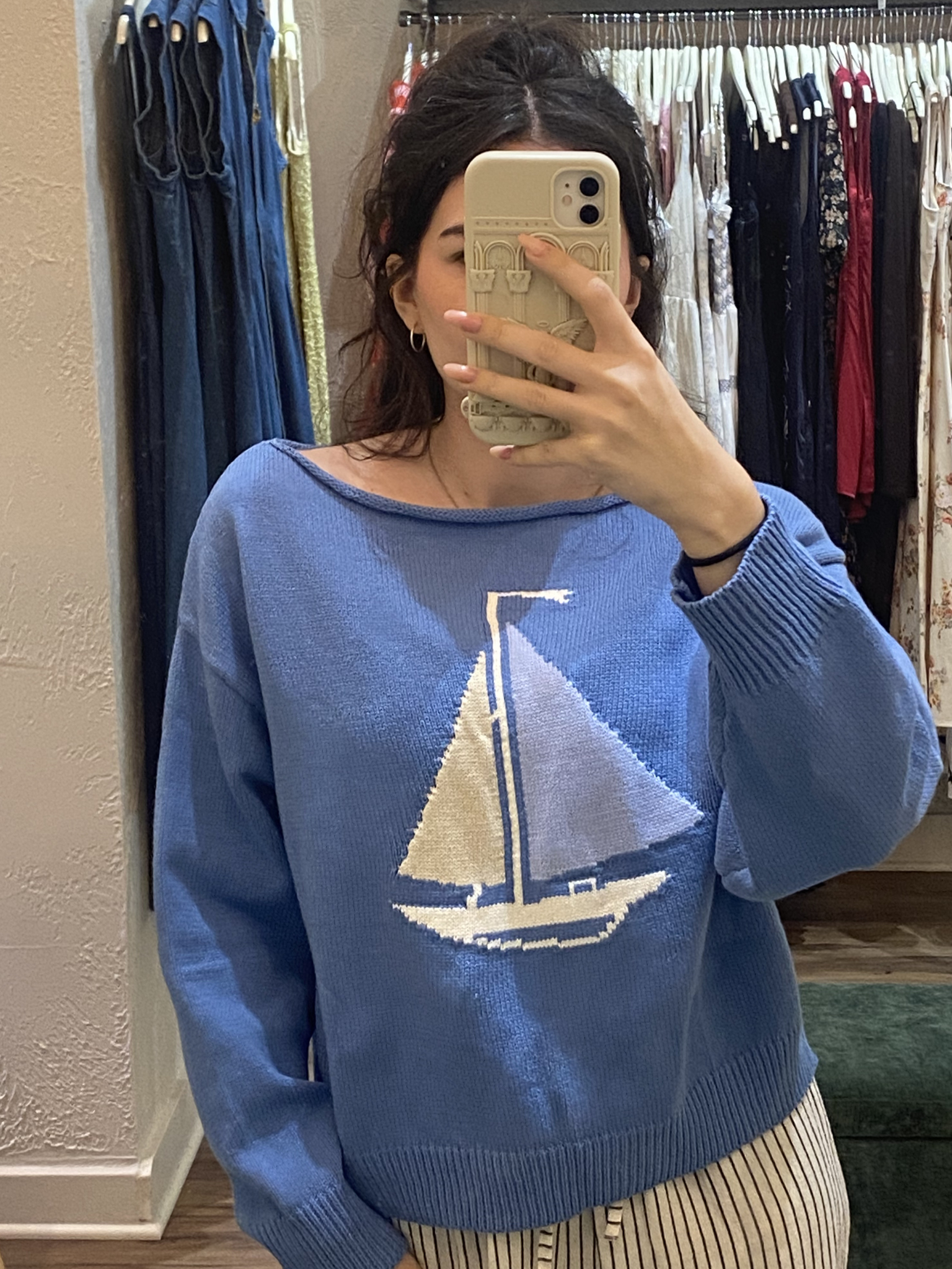 Sail Boat Neck Sweater