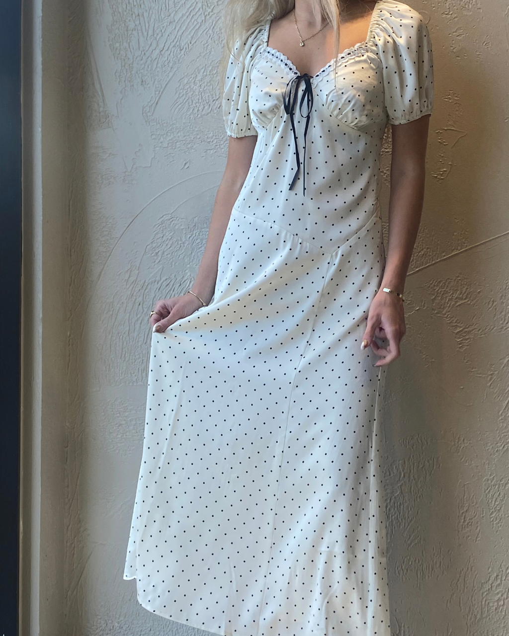 Polka Dot Satin Dress