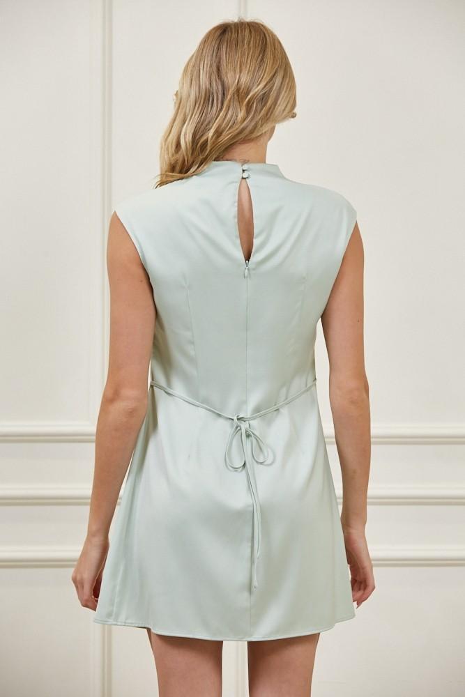 Sage Satin Mini Dress