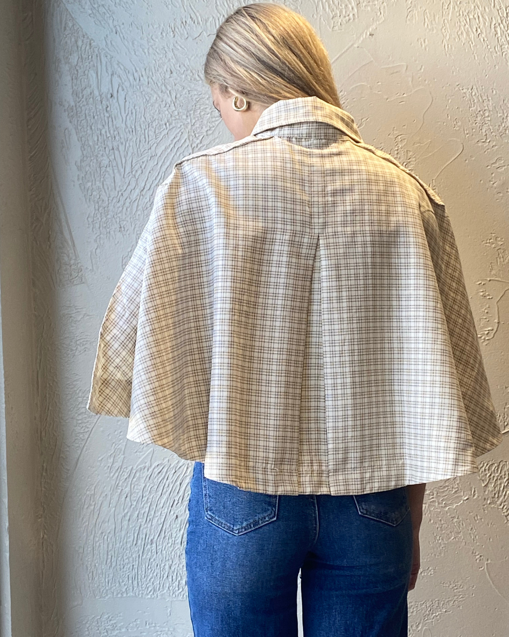 Gingham Poncho Top