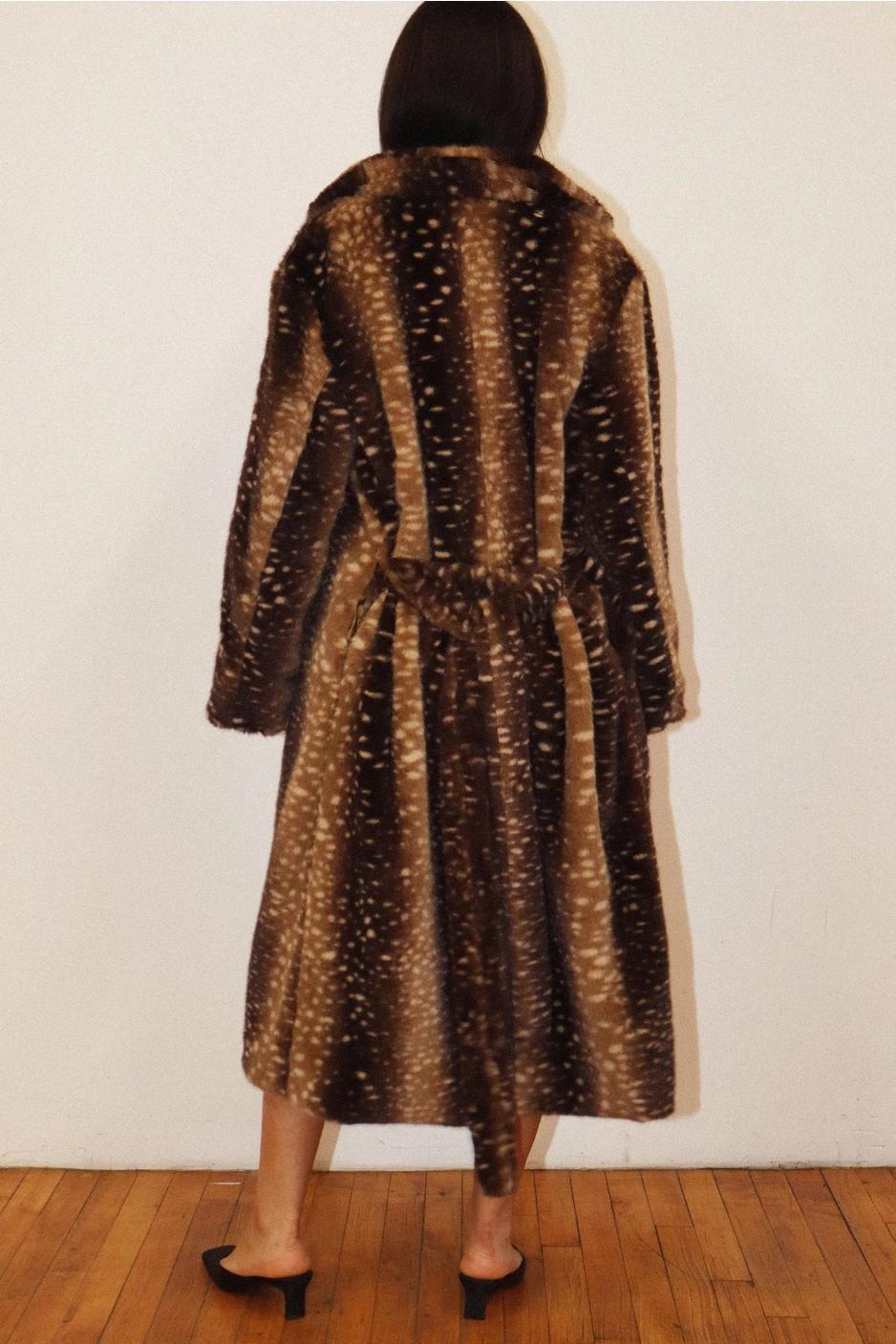 Deer Print Faux Fur Coat (PRE-ORDER)