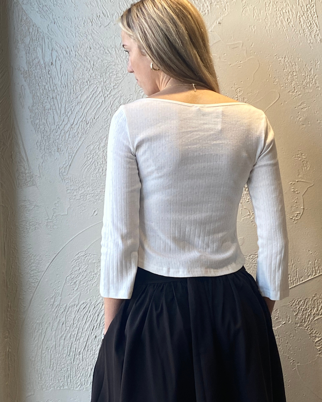 Boat Neck Quarter Sleeve Top