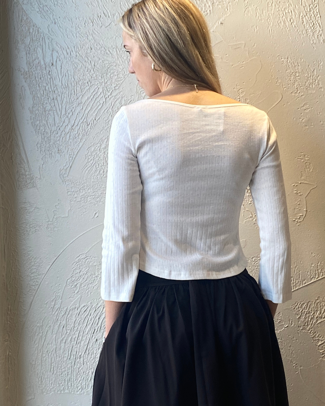 Boat Neck Quarter Sleeve Top
