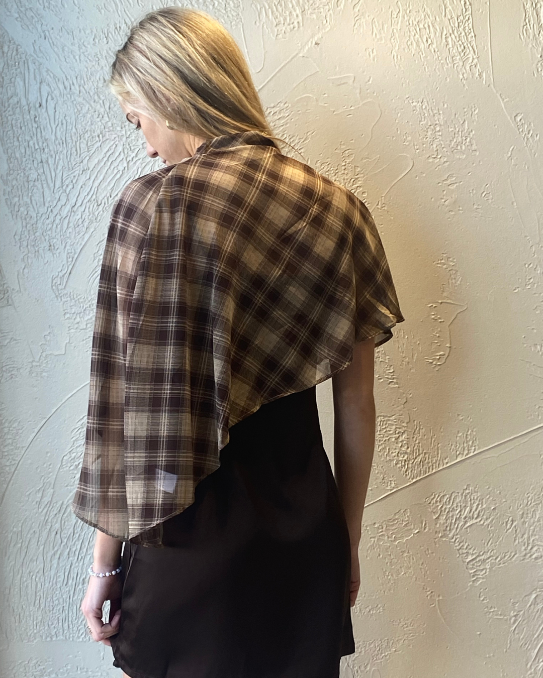 Plaid Cape Mini Dress