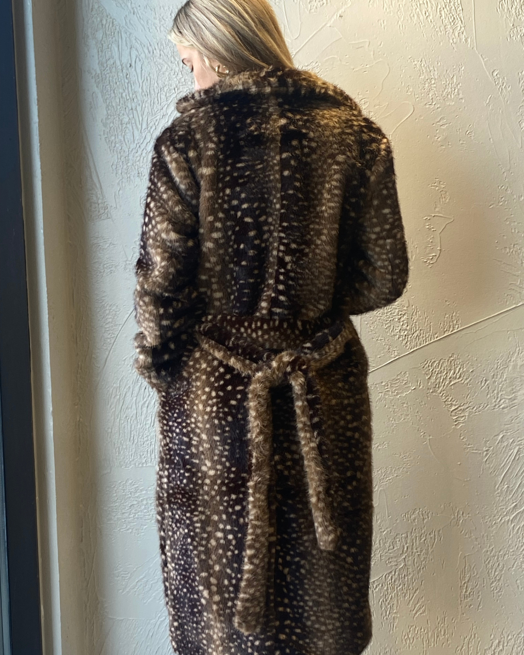 Deer Print Faux Fur Coat (PRE-ORDER)