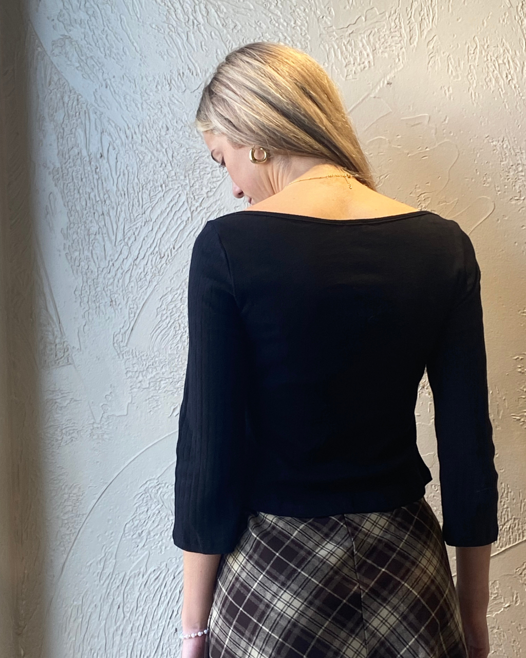 Boat Neck Quarter Sleeve Top