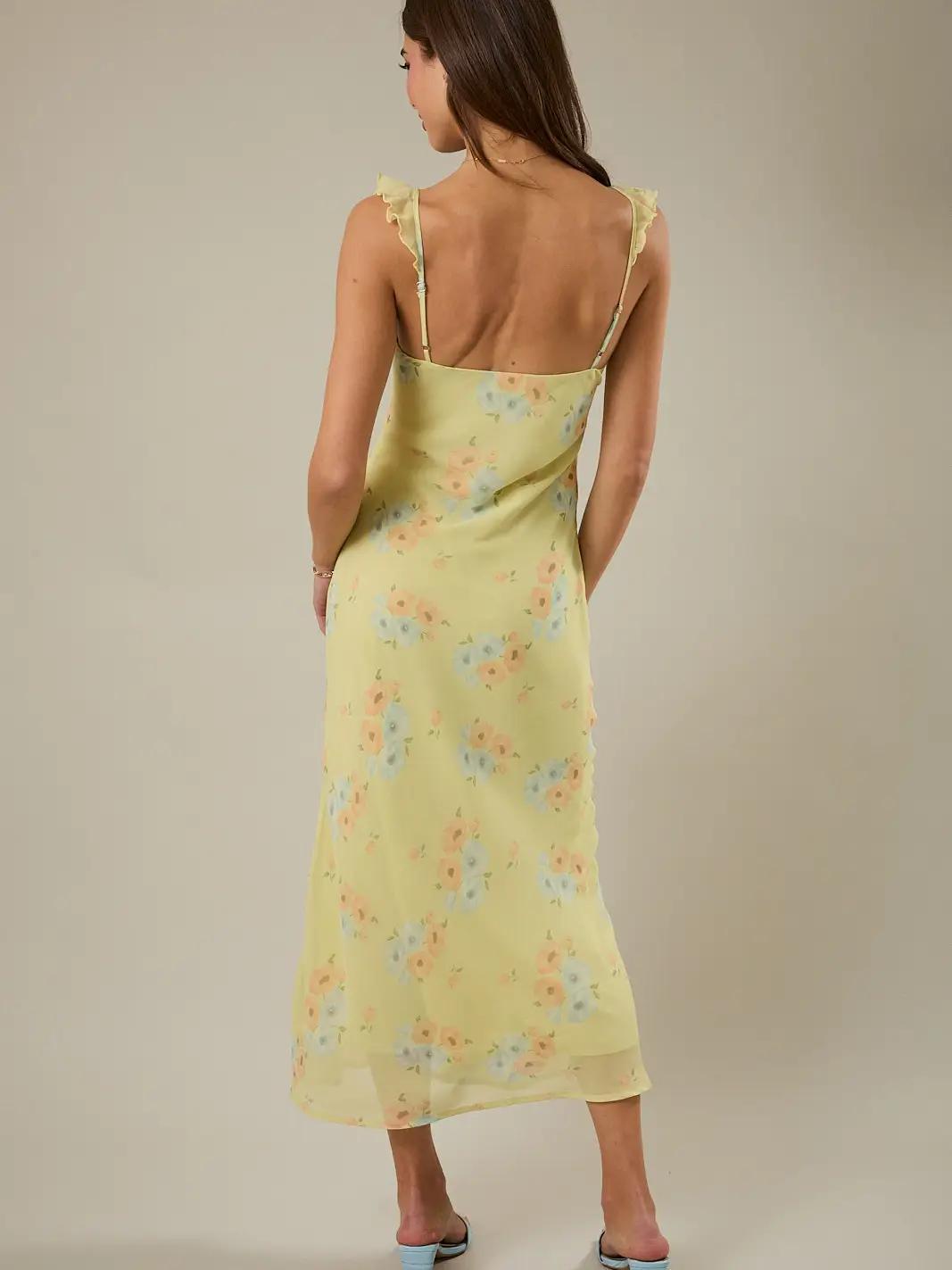 Butter Yellow Floral Dress