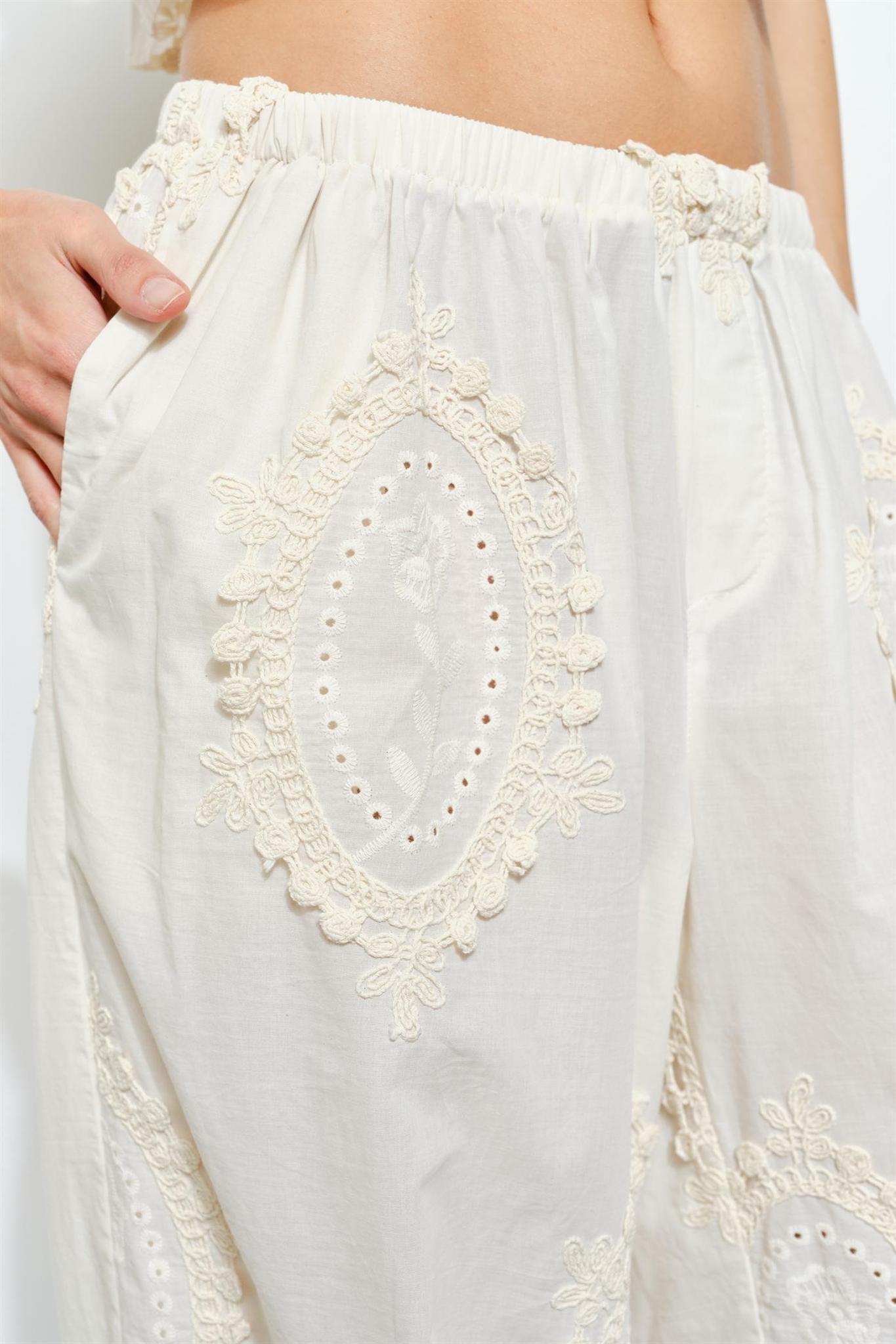 Cotton Embroidered Set - Joggers