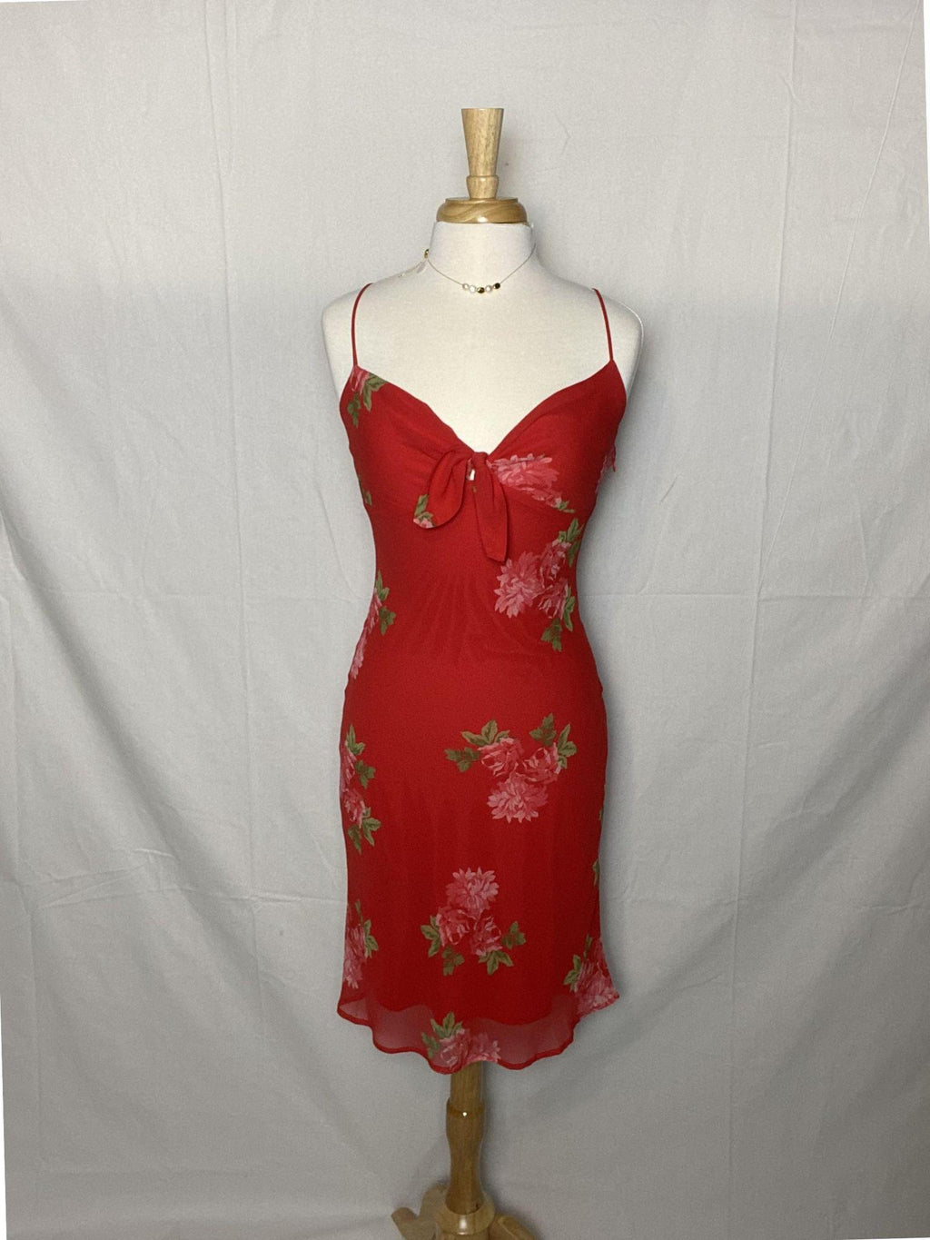 Red Floral Midi Dress