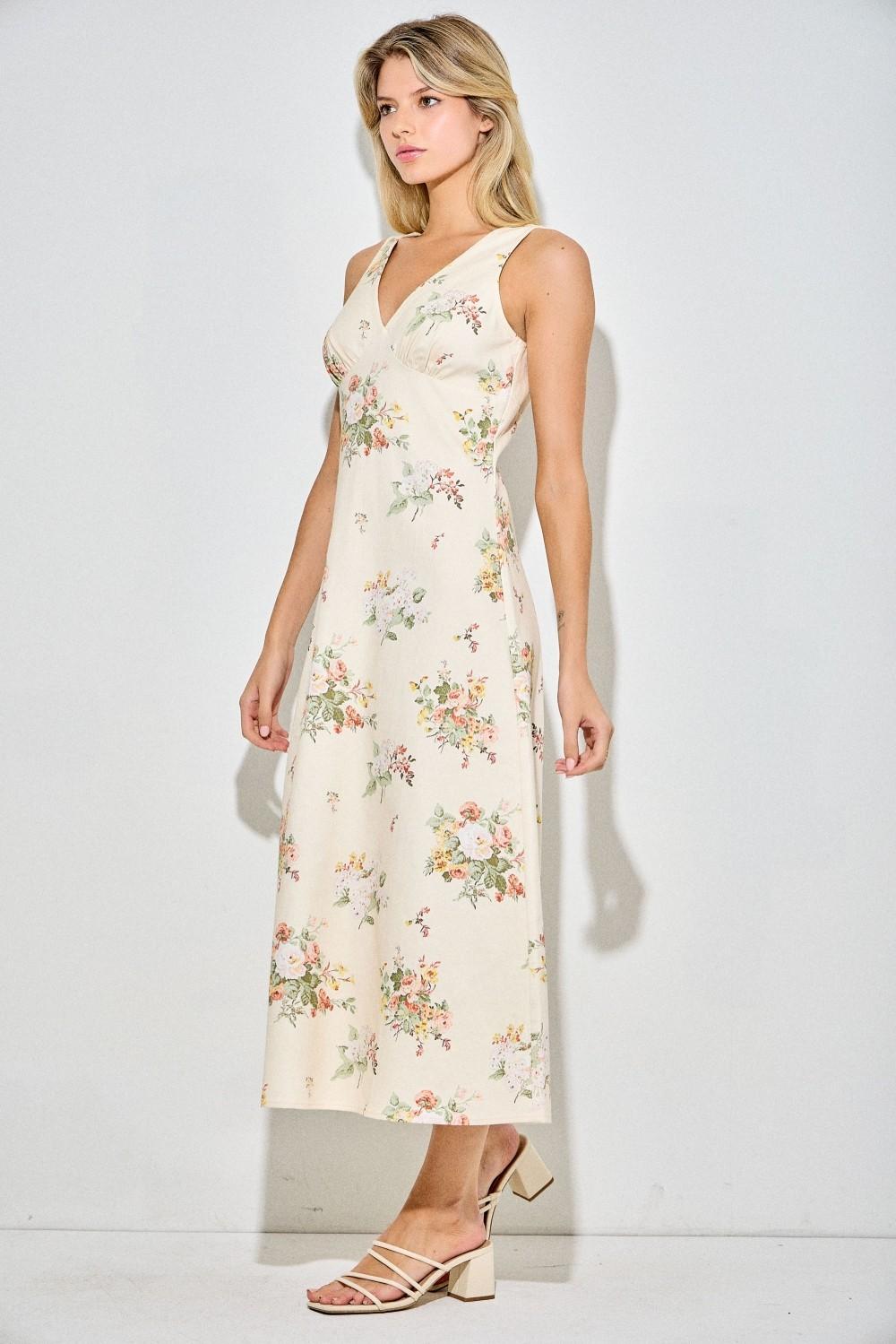 Floral V-Neck Midi Dress