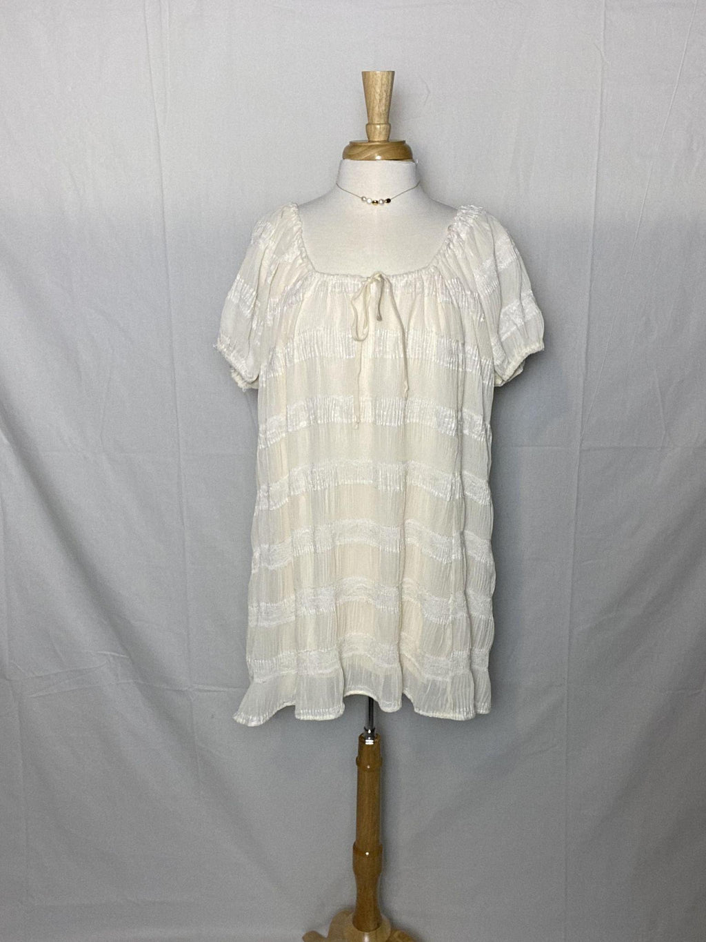 Pleated Lace Mini Dress