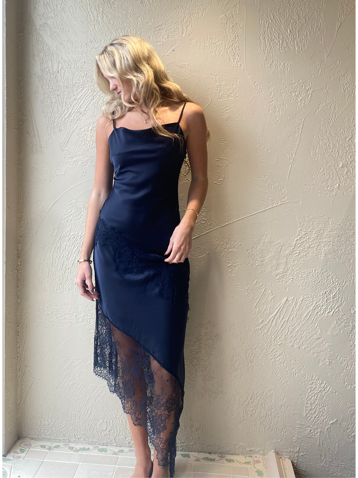 Asymmetrical Midi Slip Dress