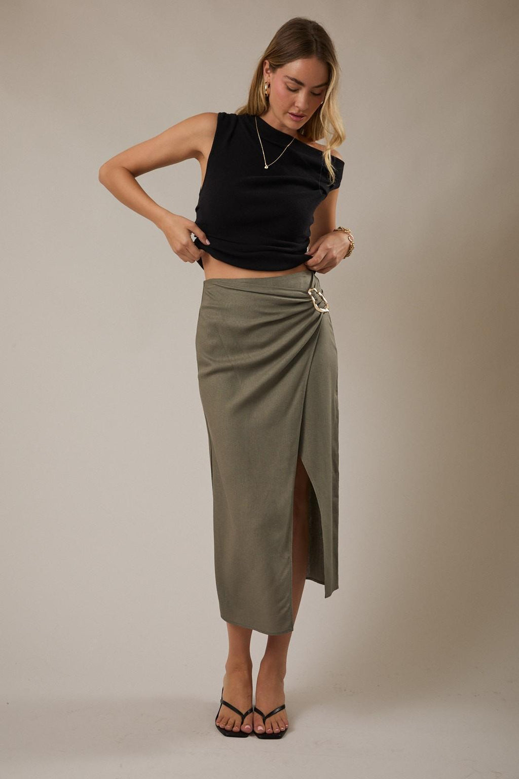Midi Skirt with Metal Detail
