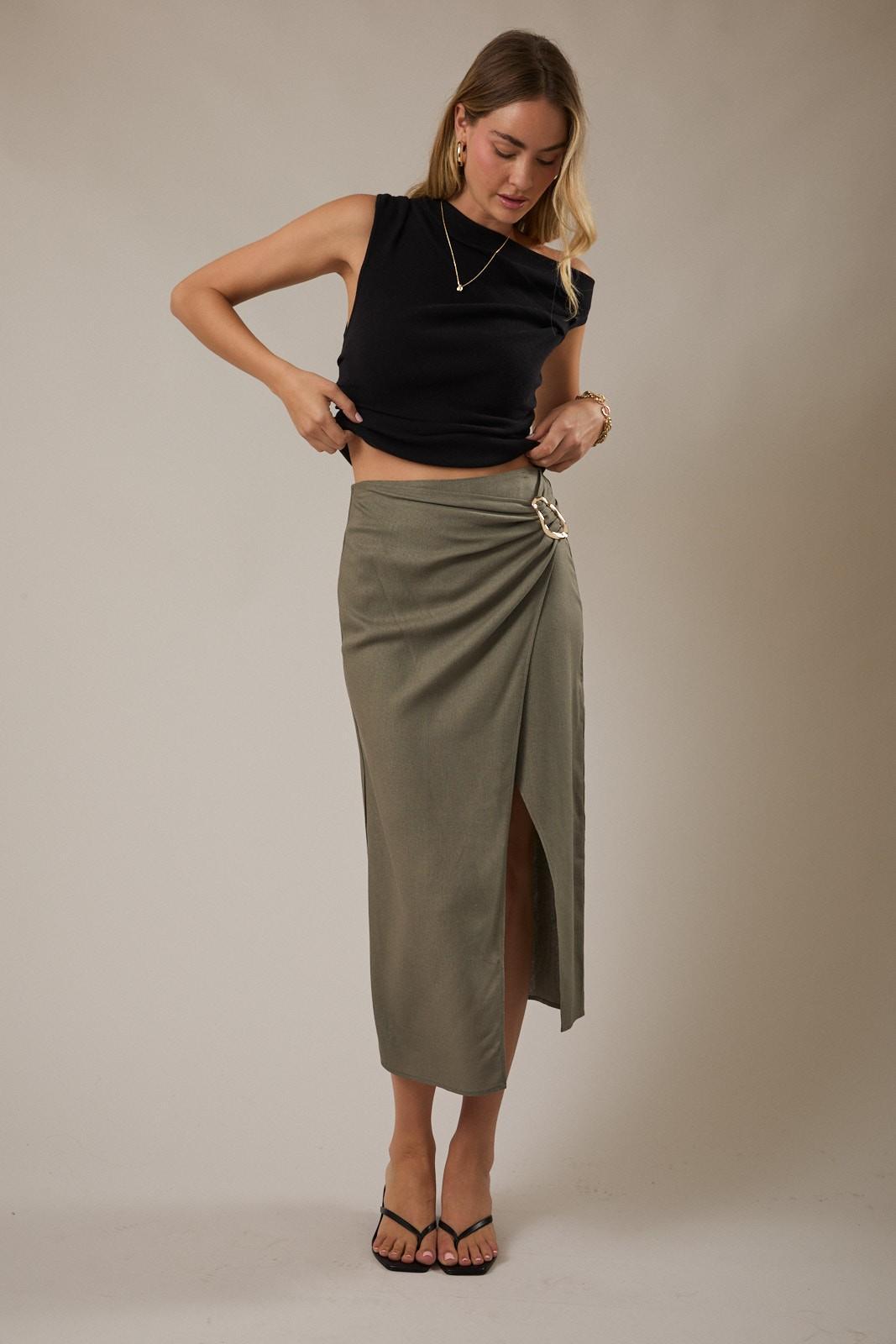 Midi Skirt with Metal Detail