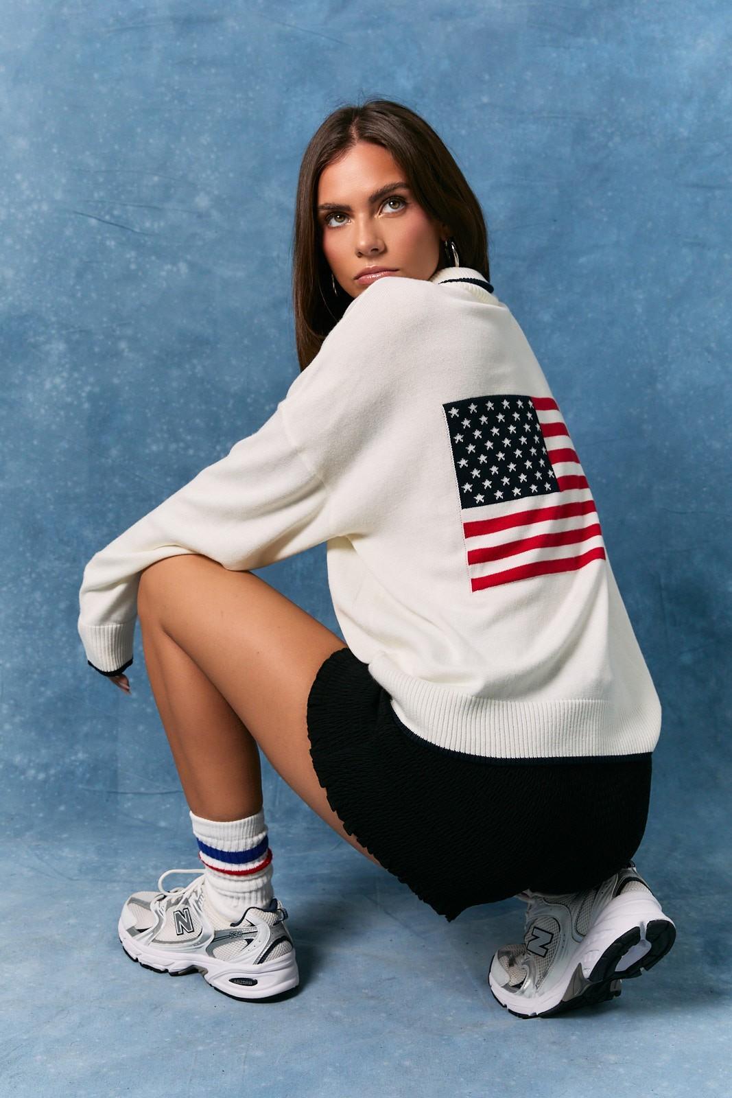 Collared USA Flag Sweater