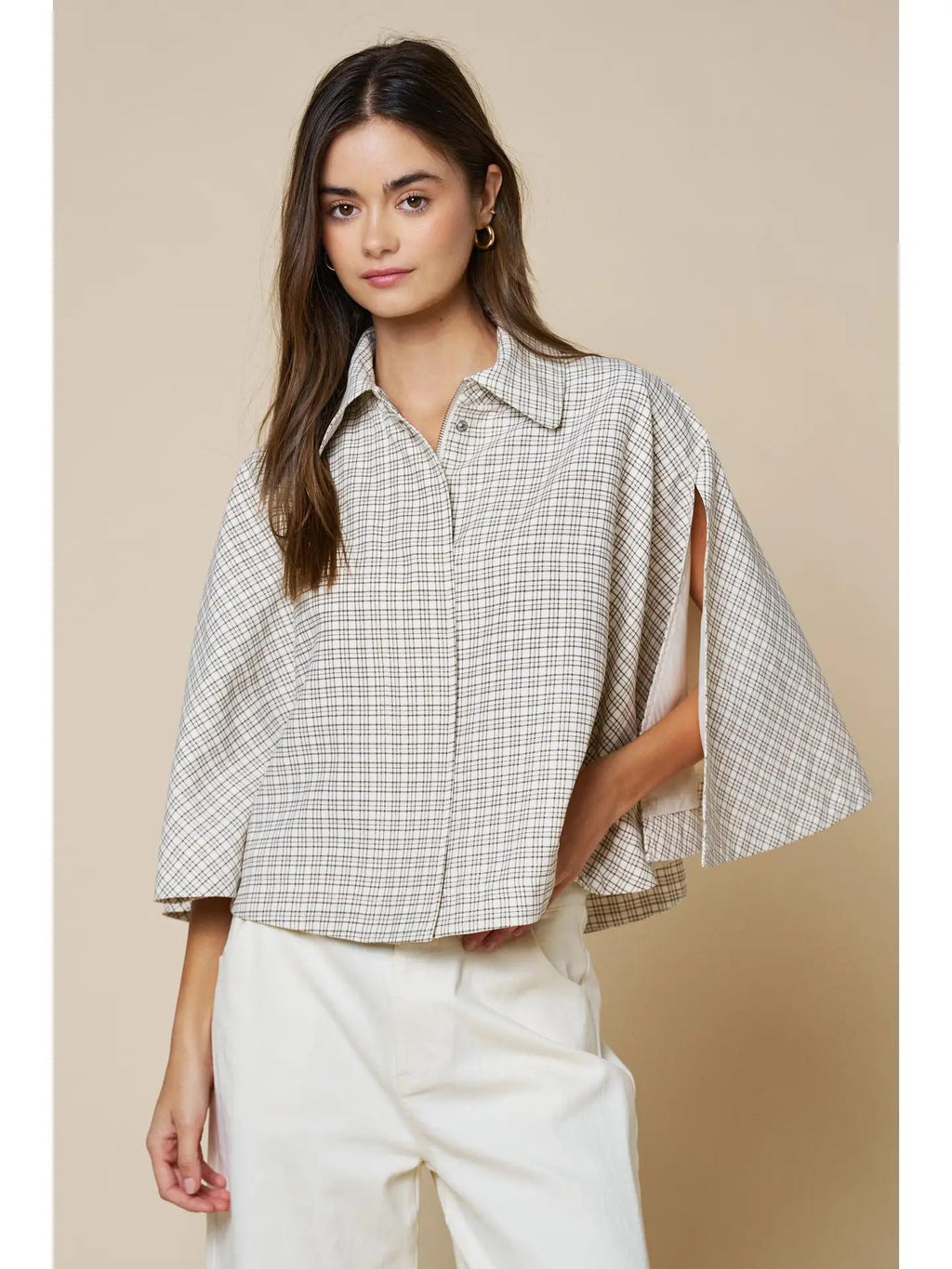 Gingham Poncho Top