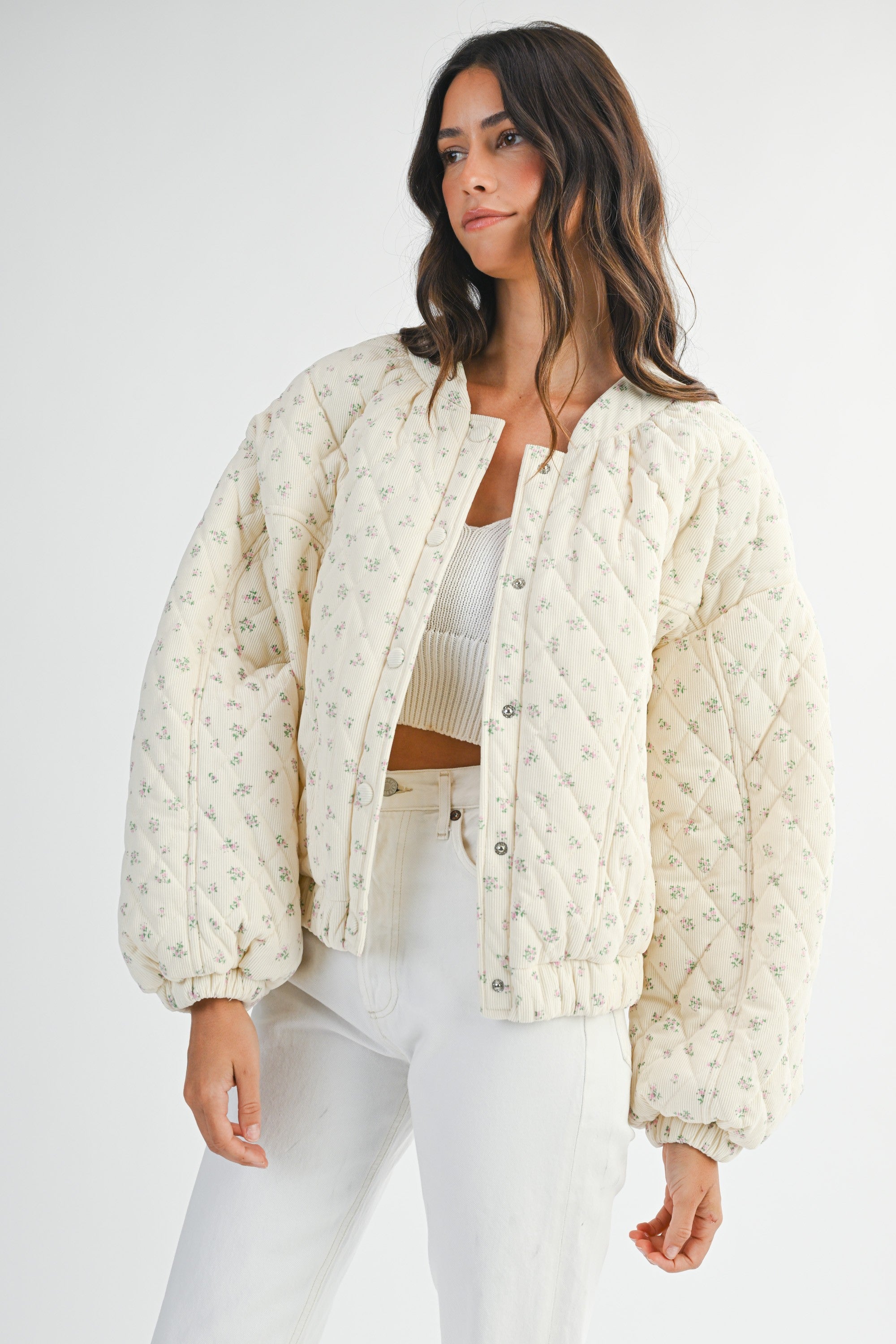 Floral Quilted Bomber Jacket