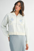 Rose Knit Zip-Up
